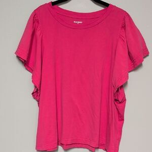 Old Navy Women's Bright Pink Ruffle Sleeve Blouse